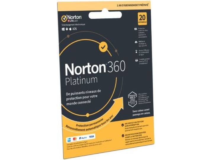 Norton - Logiciel Antivirus Et Optimisation 360 Platinium 20 Postes