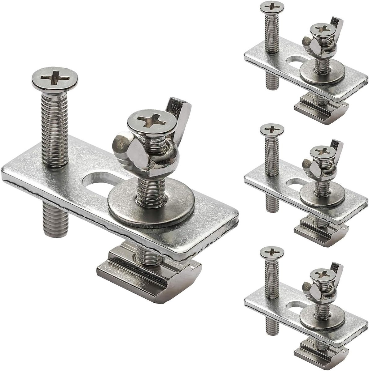 Set van 4 T-track houdklemmen van duurzaam zink aluminium in meerkleurig voor het bevestigen van werkstukken