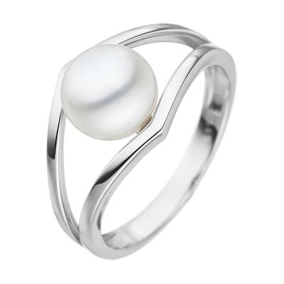 Perlenring JOBO "Ring Weißgoldring" Gr. 54, weißgold 585, Fingerringe, Damen, 54, Perlen Weißgold 585, Perlen, Weißgold 585, Perlenring, 585 Weißgold mit Perle