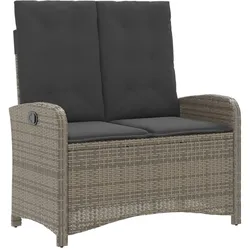 vidaXL Gartenbank Verstellbar mit Kissen Grau Poly Rattan