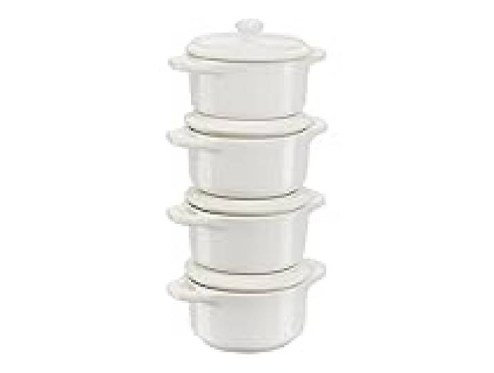 STAUB Set de Mini Cocotte, 4 pcs (x4 Mini Cocotte 10 cm), Blanc ivoire