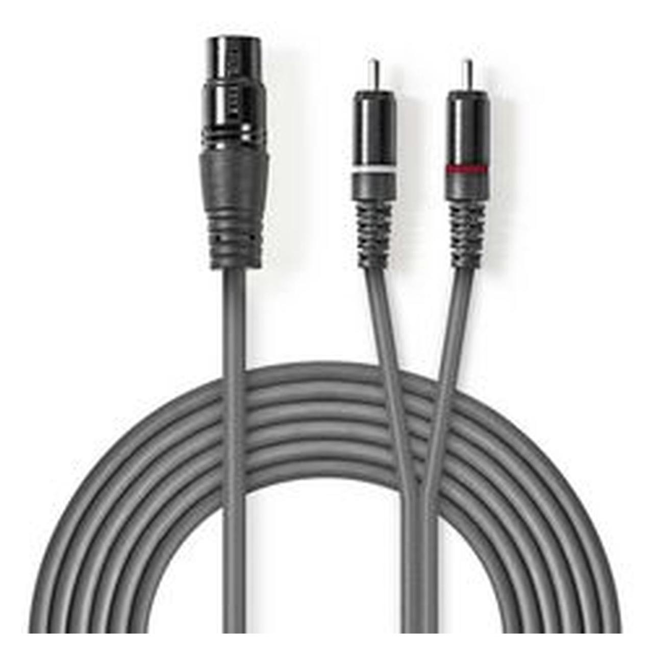 Nedis Balanced Audio-Kabel | XLR 3-Pin Buchse | 2x RCA Stecker | Vernickelt | 1.50 m | rund | PVC | (1.50 m, Cinch Kabel, XLR Kabel) (COTH15220GY15)