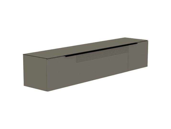 Moderano Lowboard, Grau, Schwarz, 3 Fächer, 210x41x45 cm, Beimöbel erhältlich, hängend, Abdeckplatte aus Glas, Wohnzimmer, Wohnwände, Lowboards, Lowboards hängend