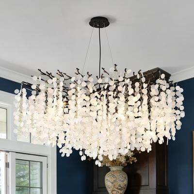 BAOURE Crystal Tree Branch Chandelier Modern Round Ceiling Pendant Light