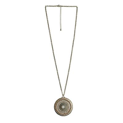 Kette mit Anhänger STEUER "mit Mandala-Anhänger goldfarben mittig Glasstein", braun (mittelbraun), Halsketten, Damen, 74cm, Metall, L: 74 B: 60mm, B:60mm