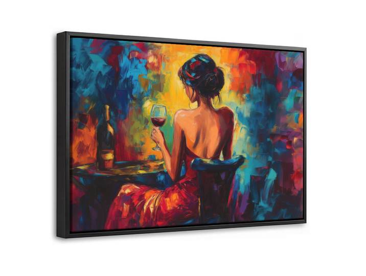 MuchoWow Leinwand Bilder mit Rahmen - Wein - Frau - Stimmungsvoll - Farbenfroh - 60x40, Bordeaux, Rechteckig, 60x40 cm, gerahmt, Bilder & Rahmen, Bilder, Leinwandbilder