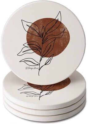 Thirstystone Mocha Stem 4 Pack Round Absorbent Stone Coasters with Protective Cork Backing Manufactured in The USA
