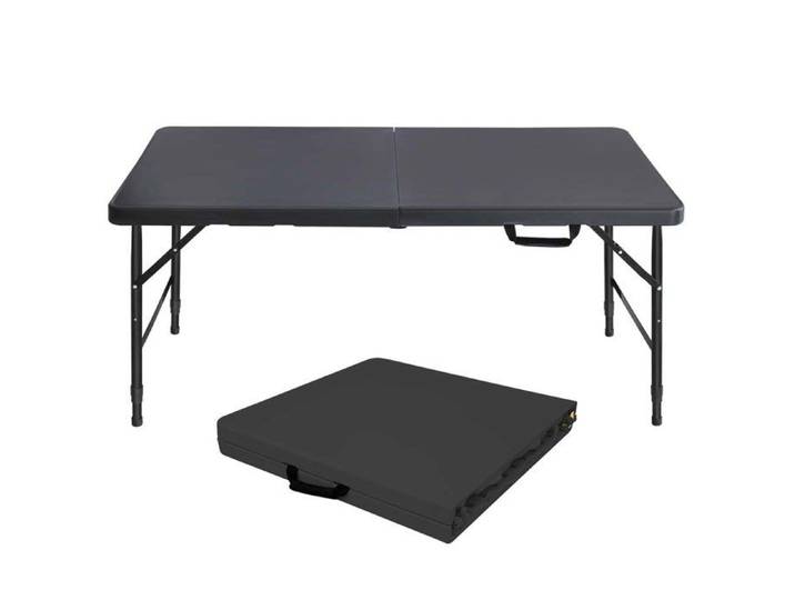Table pliante de jardin - 125x61 cm - Plateau HD 4 cm - Pieds acier renforcés - Hauteur réglable 58–74 cm