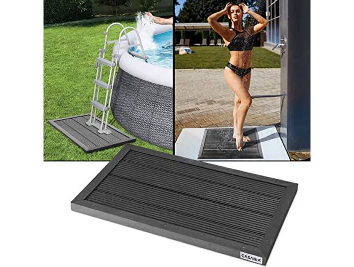 CASARIA® WPC Vloerelement Zonnedouche Anti slip 101x63x5,5 cm tot 300 kg UV-bestendig Antraciet Vloerplaat Zwembad Ladder