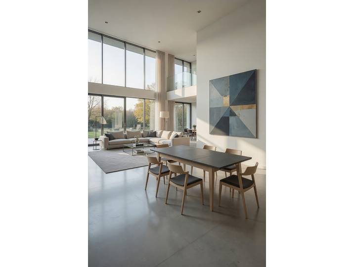 Table extensible 180cm Gris/Gris/Pin crème