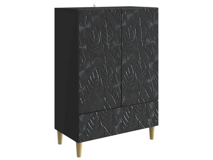 LKJephalotrope Sideboard Schwarz 66x34,5x95 cm Kommode Holzwerkstoff Stilvolle schwarze Kommode aus Holzwerkstoff mit Eukalyptusbeinen für Ihr Wohnzimmer, Flur oder Schlafzimmer.