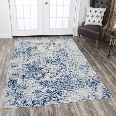 NAVATEXTURA Swagger Ivory, Blue, and Black Persian-style Rug