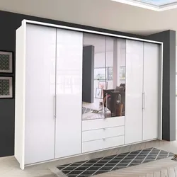 Falttüren Kleiderschrank mit Spiegel Weiß