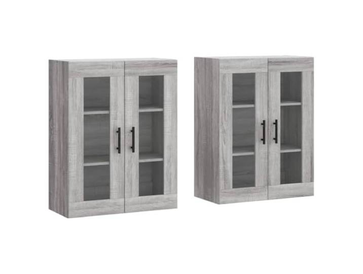 GHVBNMF Wandschränke 2er Set Hängeschrank mit Glastür Grau Sonoma Platzsparender Hängeschrank mit stilvollen Glastüren für Wohnzimmer und Flur, flexibel nutzbar als Sideboard-Aufsatz.