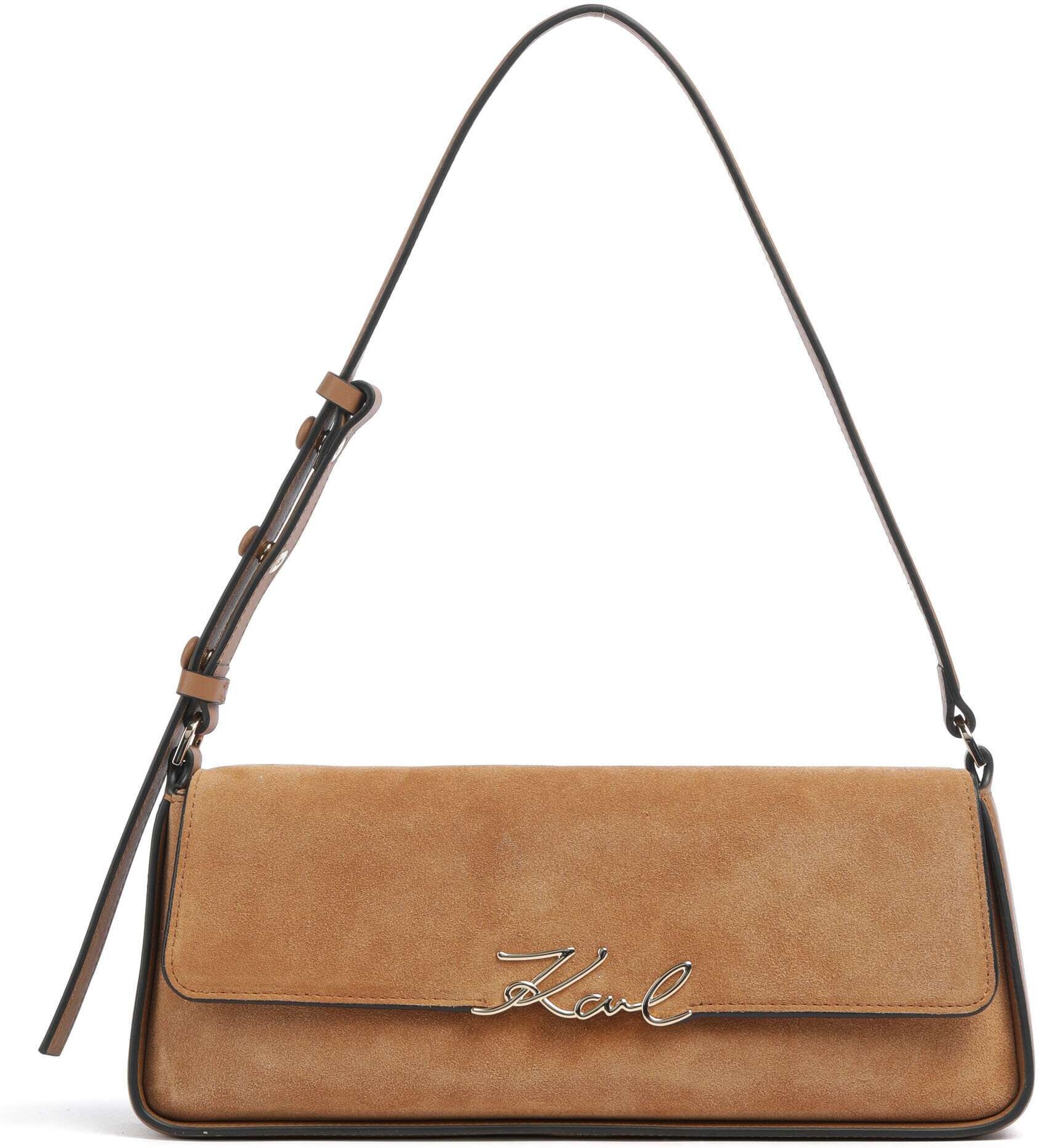 Karl Lagerfeld K/Signature Schultertasche aus Leder, braun