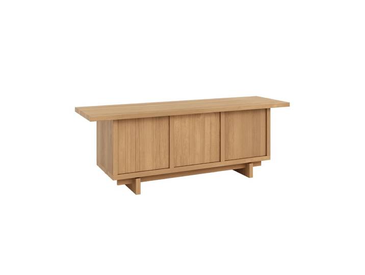 Meuble TV en pin massif verni en couleur chêne 148 cm