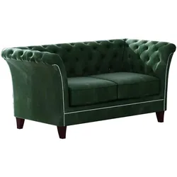 CHESTERFIELD-SOFA 2-Sitzer Fusion Grün Samt