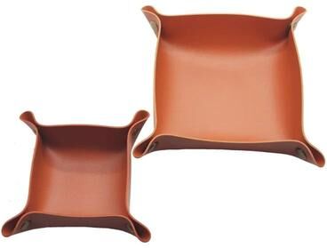 Uplift Essentials Collapsible Faux Leather Valet & Desktop Storage Tray orange Red