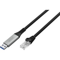 USB-A 3.2 Gen1 > RJ-45 Ethernet Kabel, 1Gbit/s, Adapter schwarz, 10 Meter, 10/100/1.000Mbit/s