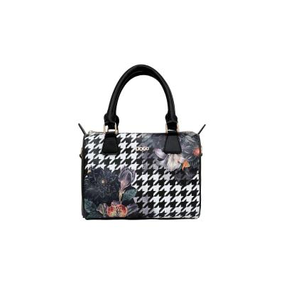 Schultertasche DOGO "Clemence Umhängetasche Black Majestic Garden Schultertasche", Damen, Gr. onesize, schwarz, Kunstleder, Taschen Schultertasche, Handgefertigt