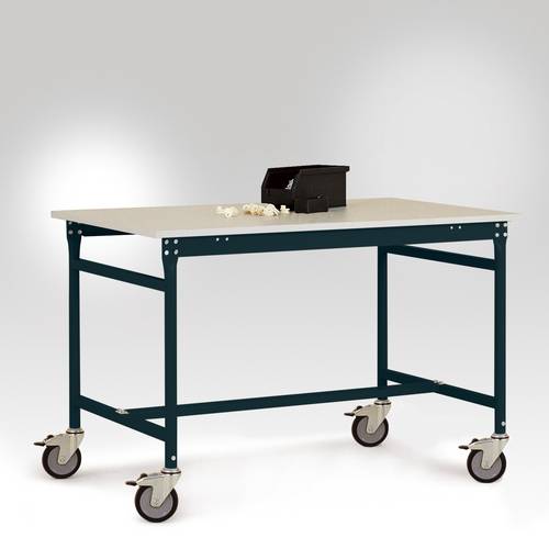 Manuflex LB4053.7016 ESD ESD-Beistelltisch BASIS mobil mit Kautschuk-Tischplatte in Anthrazit RAL 7016, BxTxH: 1500 x 600 x 850mm