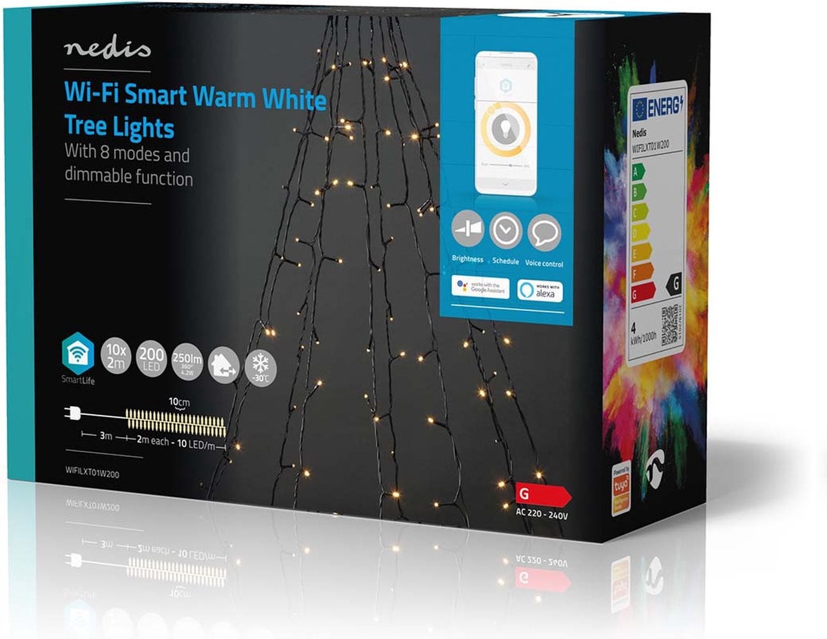 Nedis SmartLife Kerstverlichting Warm Wit 200 LED's 20 m met Wi-Fi voor Android en iOS