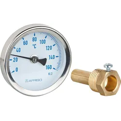 Bimetall-Thermometer Solar BiTh 63 0/160°C 45 mm 1/2'' AX Kl. 2 blau