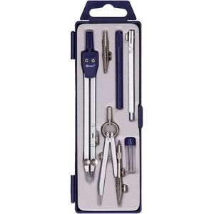Spirit Zirkel TTS 404961, 6-teilig, Geometrie- & Einsatzzirkel, blau, mit Kniegelenk