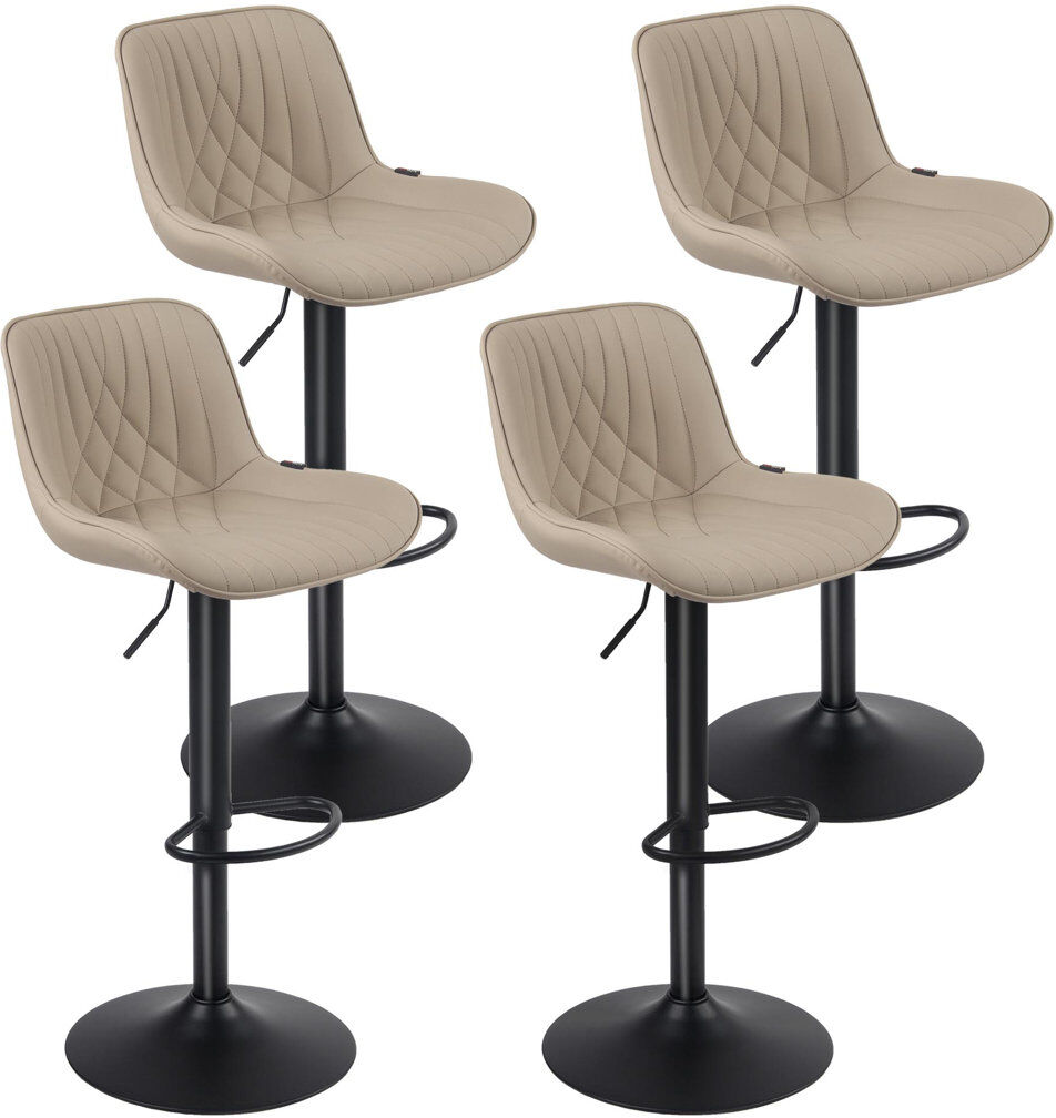 Blue Elephant Swivel Bar Stools Modern Leather Upholstered Counter Stools for Kitchen Island, Adjustable Height Stools with Footrest for Home Bar Khaki 49cm W X 45cm D