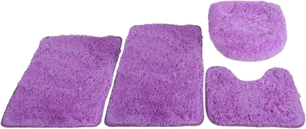 Set van 4 paarse badkamermatten met antisliponderkant