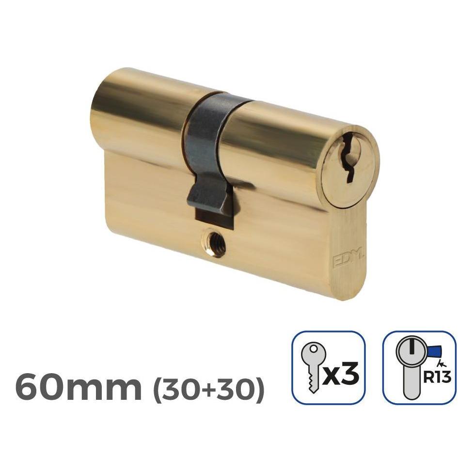 EDM Product Zylinder 85183 R13 Gold Messing Schliessbart Kurz 60 X 30 X 17 Mm Europäisch (45268734)