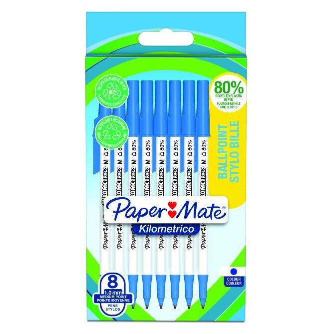 Paper Mate Kugelschreiber Kilometrico Reycled M Blau 8er Blister (8x) (2187679)
