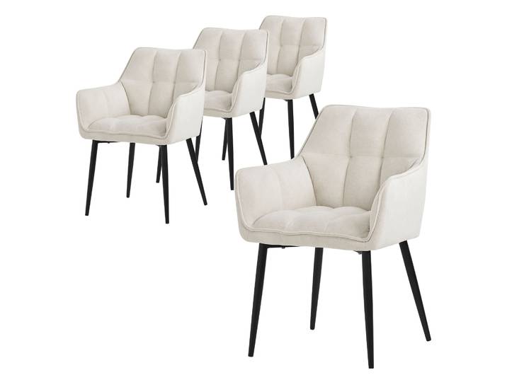 ML-Design 4x Esszimmerstuhl aus Frotteestoff, Creme, mit dickem gepolsterter Sitz
