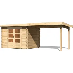 Karibu Gartenhaus Bastrup 3 inkl. 300 cm Schleppdach - 28 mm-297 x 297 cm-naturbelassen