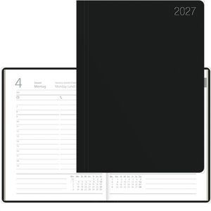 Zettler Taschenkalender 610-1020, schwarz, Jahr 2027, 1 Tag auf 1 Seite, Softcover, A6