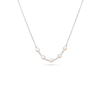 Silberkette ELLI "Halskette mit Perlen von Swarovski Weiß 925 Sterling Silber" Gr. 40, silber, Halsketten, Damen, Silber 925 (Sterlingsilber), Silberkette