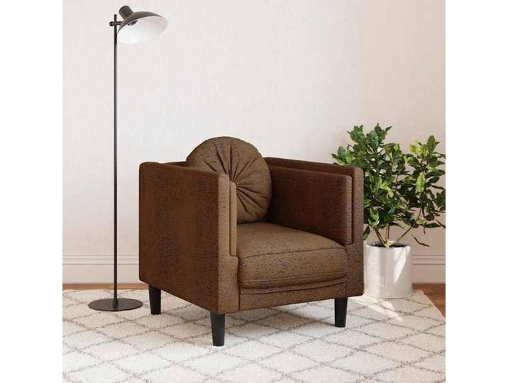 Fauteuil moderne en similicuir daim - VIDAXL - 71x77x70 cm - Marron - Similicuir daim - Coussin inclus - Moelleux