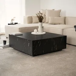 HOME DELUXE Couchtisch Marmor AMIRI XL - 95 x 95 cm Schwarz