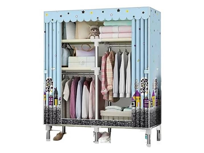 CVdrtyED Kleiderschrank Einfacher Kombinierter Kleiderschrank, Stoffgarderobe, Schlafsaal, Mietzimmer Mit Montageraum Schlafzimmer Organizer(88 * 45 * 170CM)