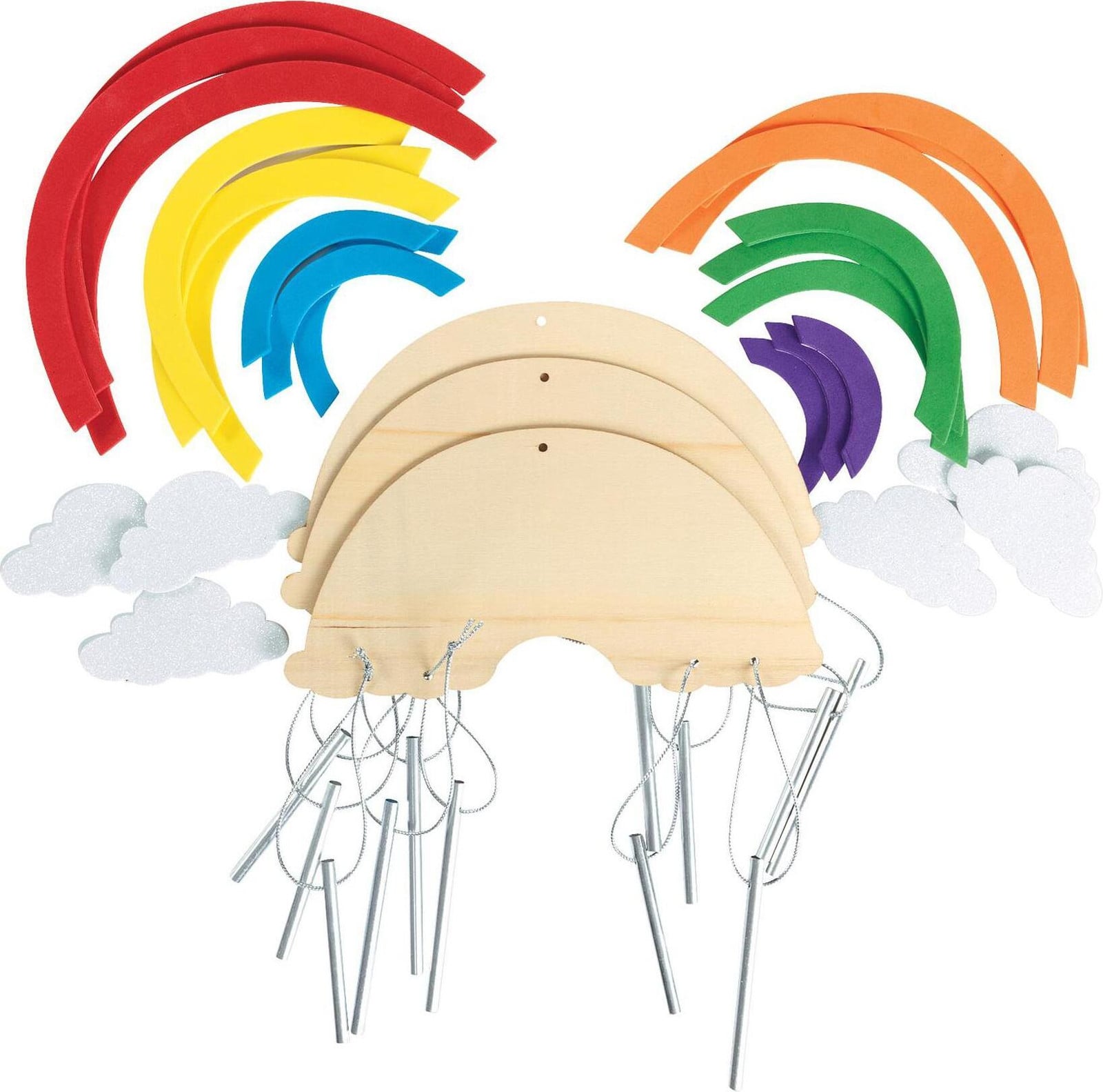 Colorations Knutselset Windvaan Regenboog voor kinderen, 12 stuks, Hout