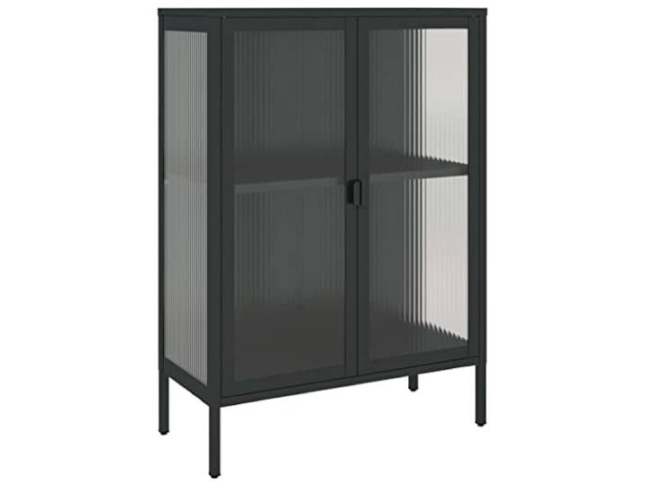 vidaXL Sideboard Schwarz 75x35x105 cm Glas und Stahl