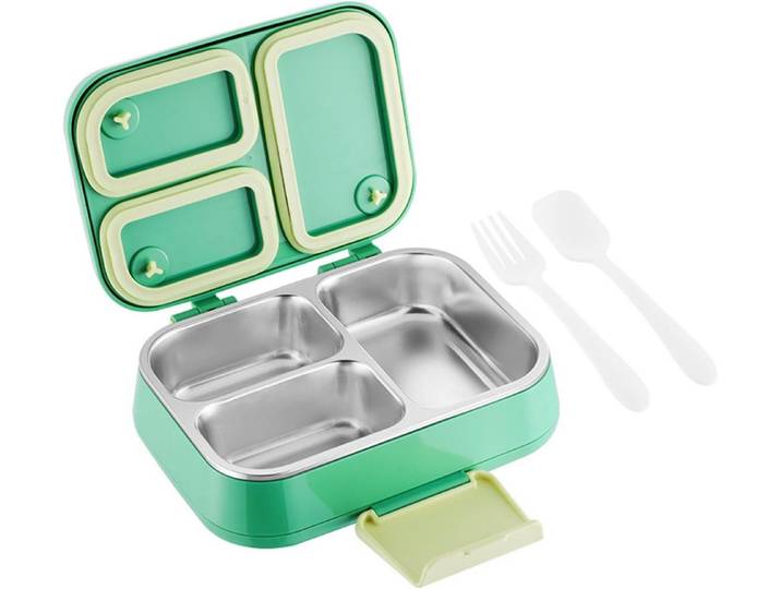 FELIXLEO Lunchbox Brotdose Edelstahl 1050ml Auslaufsicher mit 3 Fächern, (4-tlg)