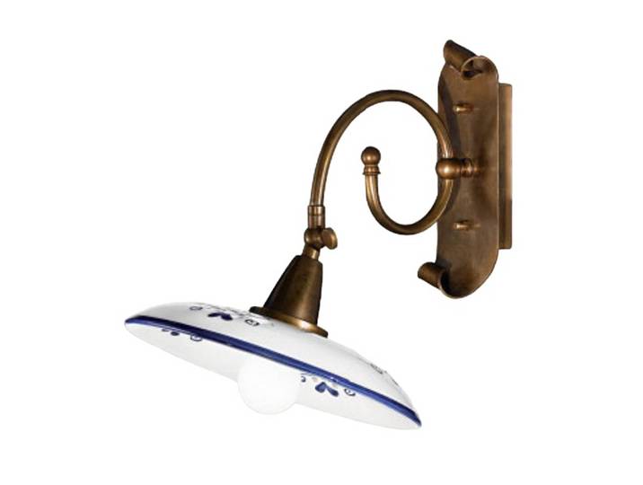 Cremasco Wandlampe BASSANO, dimmbar, bronze / altmessing, für Wohn- / Esszimmer, Keramik, Landhaus / Rustikal, Wandleuchte, Wandlampe Innen