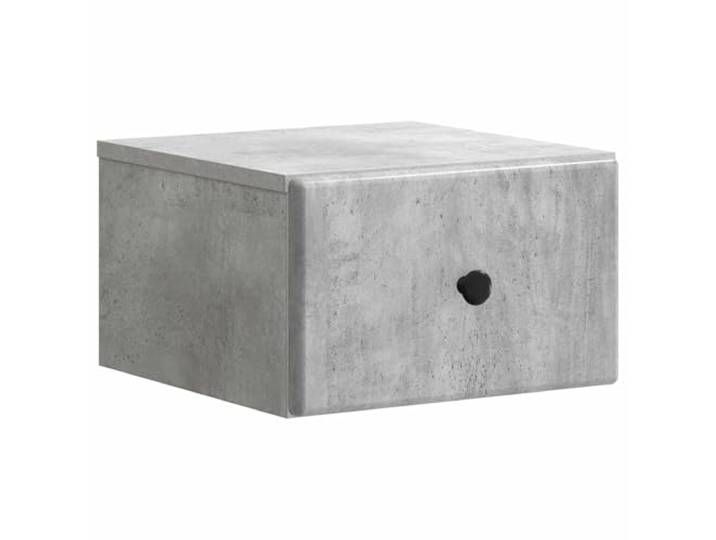KUPTYERFG Nachttisch Wandmontiert Betongrau 34,5 x 33 x 20 cm Platzsparender Hängeschrank für Schlafzimmer und Wohnzimmer mit Schublade und offenem Ablagefach für persönliche Dinge.
