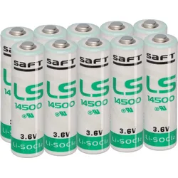 10x Saft Lithium 3,6V Batterie LS14500 AA - Zelle