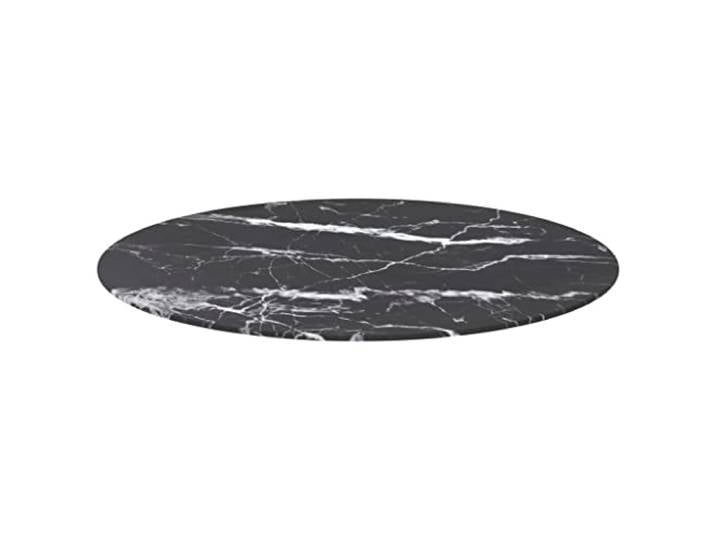 KLGBNCVE Tischplatte Schwarz Ø80 cm Hartglas Marmoroptik Gehärtetes Glas, Pflegeleicht, Für Esstisch, Couchtisch, Beistelltisch