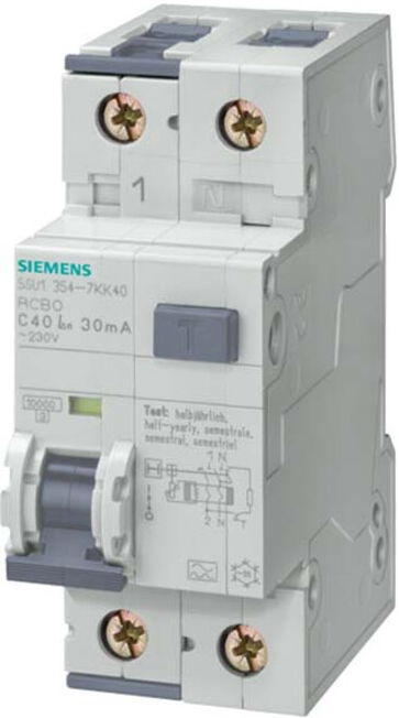 Siemens Interrupteur différentiel industriel numérique Type A, 30mA, B16 5SU1354-6KK16 (5SU13546KK16)