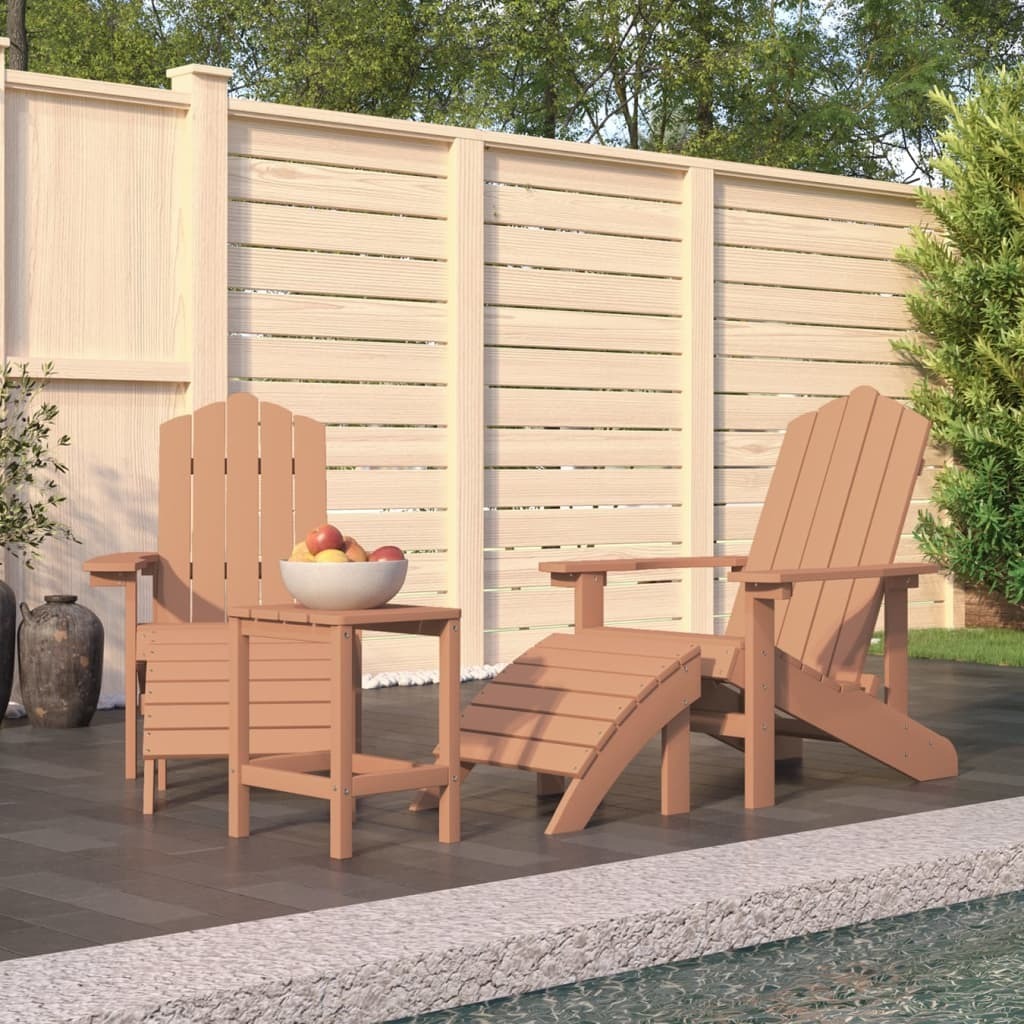The Living Store Adirondack-Gartenstühle mit Hocker & Tisch HDPE Braun