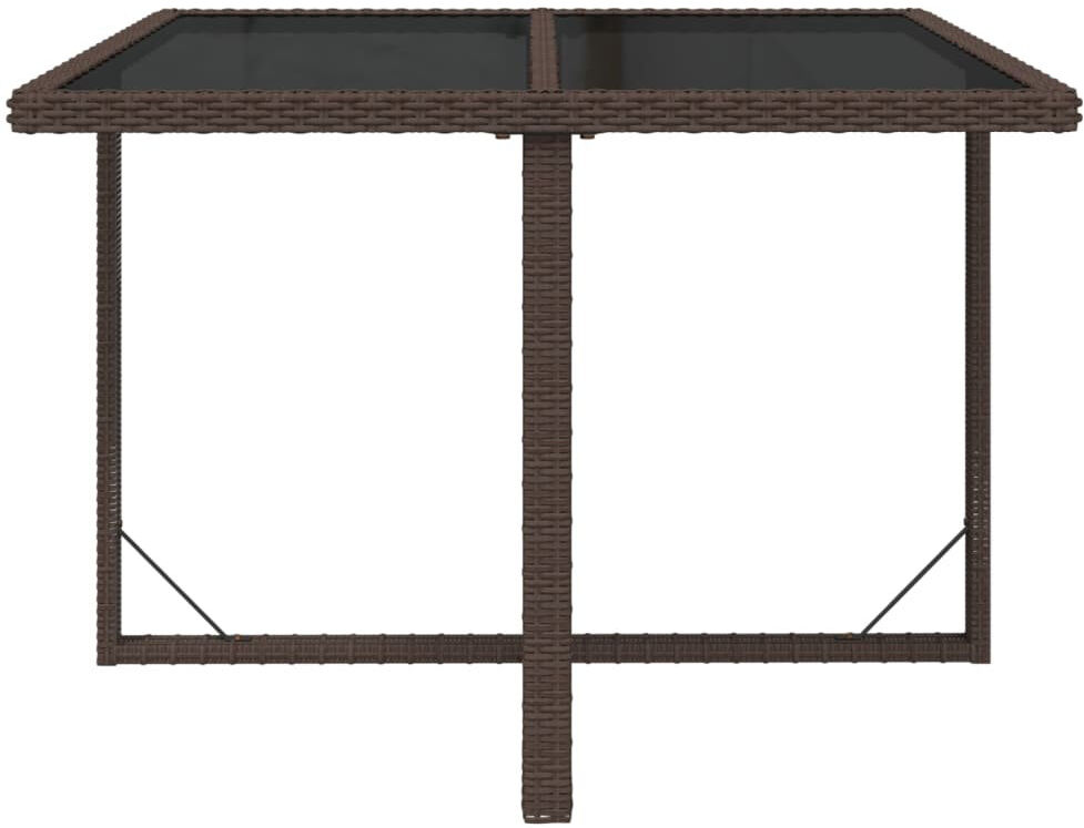 Ebern Designs Elyah Rectangular Glass Steel Outdoor Dining Table - 109 cm W 107 cm D Brown
