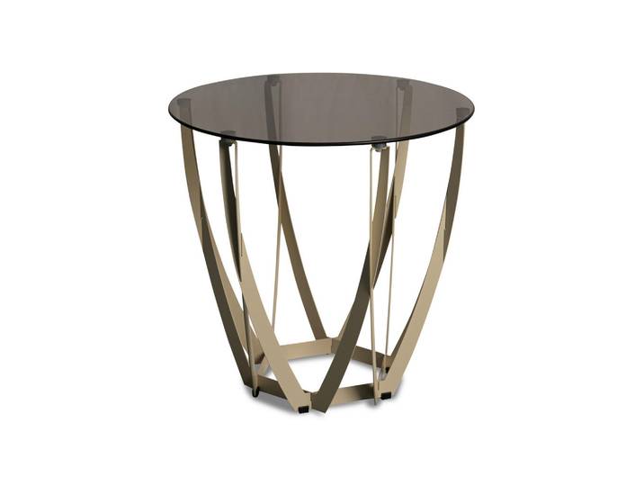 Xora Beistelltisch, Creme, Bronze, Metall, Glas, rund, eckig, 50x50x50 cm, einfacher Aufbau, Wohnzimmer, Wohnzimmertische, Beistelltische, Beistelltische Metall